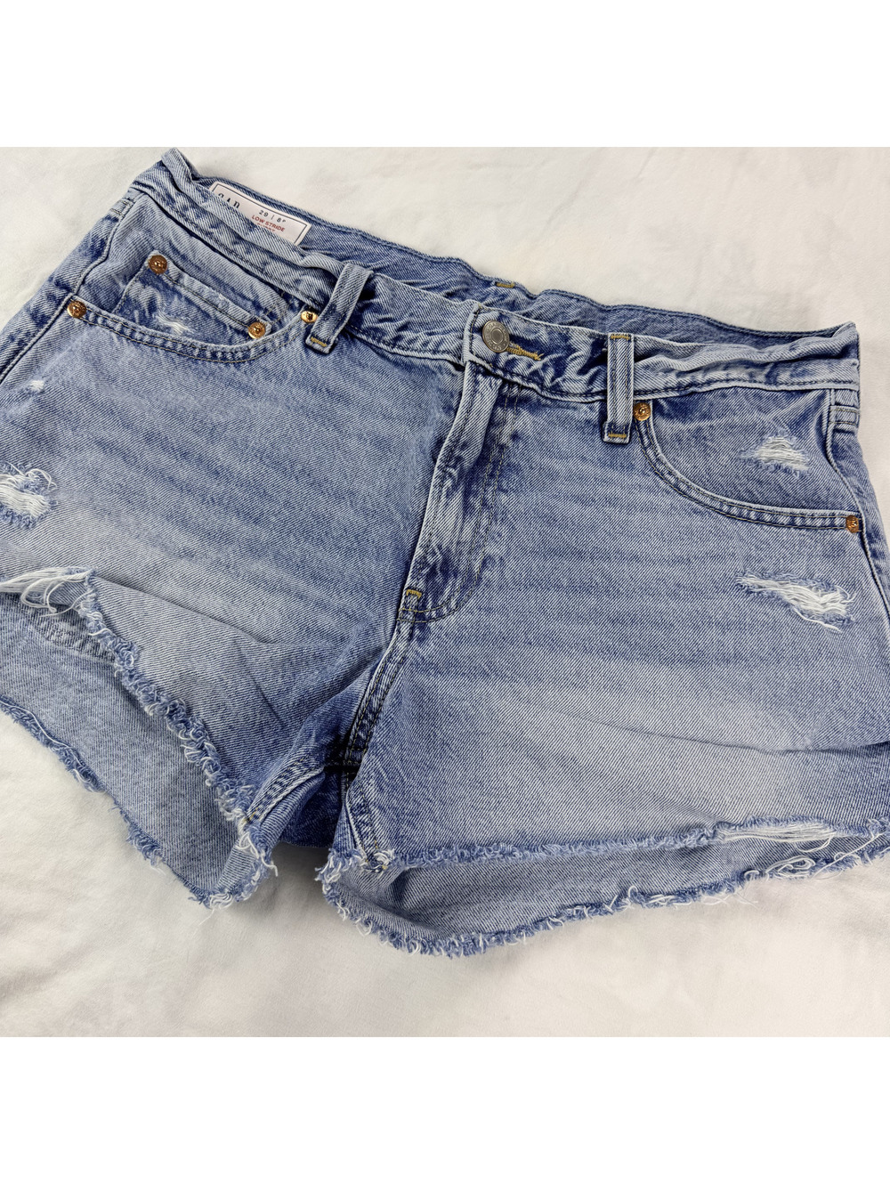 Gap Low Stride Denim Shorts 29 8P Low Rise Distressed Light Wash Cutoff